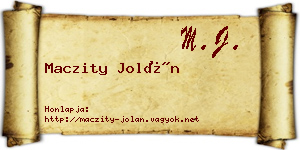 Maczity Jolán névjegykártya